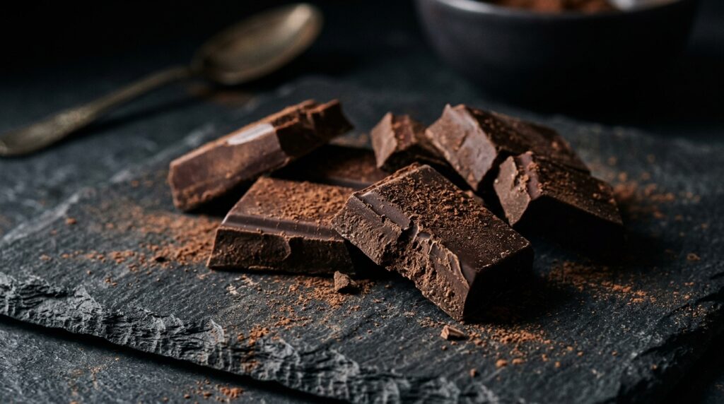 Dark chocolate with 70 percent cacao reduces cortisol and fights belly fat through flavonoids